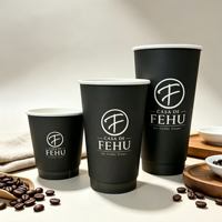 Gobelets en papier personnalisés noirs imprimés de qualité supérieure, double paroi, épais, de qualité alimentaire, pour café à emporter, vaisselle pour café