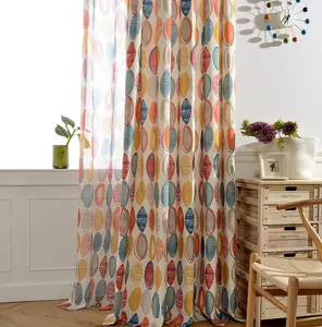 Whosale Bohemian Cortinas Modern Polyester Turkish Ready Made Bedroom Printed Sheer Window Curtains For The Living Room