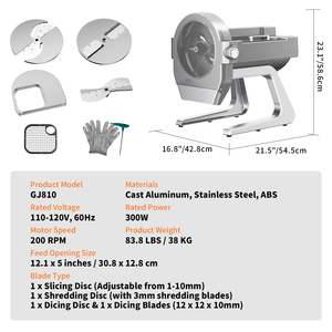 Machine à trancher la viande et à couper les légumes de qualité commerciale, 200 kg/h, moteur en cuivre, lames en acier inoxydable, tension universelle 110V 220V - Product Image 5