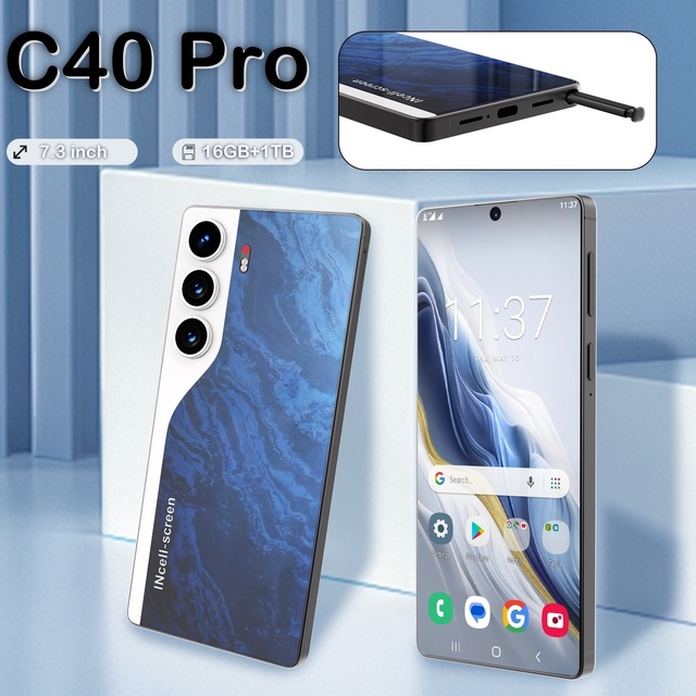 Hot Sale 2026 New C40 Pro Smartphone 7.3 - Inch Large Screen 16gb + 1tb 48mp Front Camera 108mp Rear Camera 5g Network Dual SIM
