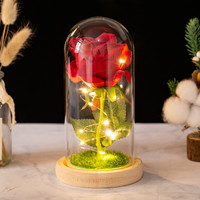 Maßgefertigte Luxus-Handarbeit Glasabdeckung Ewige Rose Getrockneter Blumenstrauß für Abschluss Weihnachten Valentinstag Muttertag