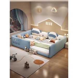 Letto Principessa in Pelle JS per Cameretta Bambine, Struttura in Legno Massello con Sponda Alta, Letto Morbido per Set di Arredamento Camera da Letto - Product Image 3