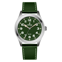 Montre pour homme avec logo personnalisé, mouvement à quartz solaire à 3 aiguilles, 40 mm, étanche 5 ATM, bracelet en cuir, boîtier en acier inoxydable