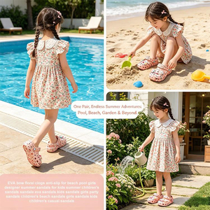 Lindas Sandalias de Playa y Jardín Antideslizantes con Lazo Floral de EVA para Niñas, Zapatos de Agua para Exteriores - Product Image 5