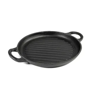 Non stick enamel coated cast iron custom flat cast iron round skillet griddle pan plate