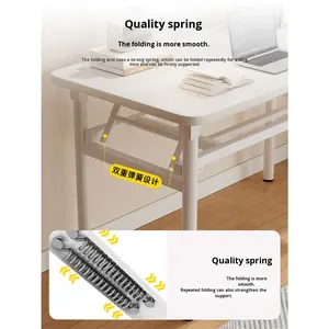 Scrivania Pieghevole in Legno Massello per Camera da Letto e Ufficio Domestico, <span class=keywords><strong>Tavolo</strong></span> <span class=keywords><strong>Rettangolare</strong></span> Semplice per Studio, Casa in Affitto, Piccolo Appartamento - Product Image 1