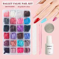 Kit de 24 faux ongles brillants à presser, forme amande, longueur moyenne, prêts à poser, ajustement naturel, couvrance totale, écologiques