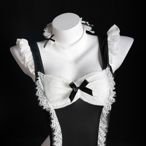 Tenue de femme de chambre, robe de lingerie sexy avec dentelle et nœud, costume de jeu de rôle pour femmes - Product Image 1
