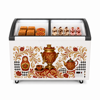 Congélateur à glace commercial 720L avec porte vitrée incurvée, refroidissement direct, congélateur coffre profond pour restaurant
