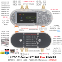 LILYGO T-Embed CC1101 Plus ESP32-S3+ Multi-communications sans fil NRF24L01 Récepteur RF Écran IPS 1,9 pouces + Émetteur-récepteur IR + NFC