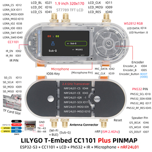 LILYGO T-Embed CC1101 Plus ESP32-S3+ Multi-communications sans fil NRF24L01 <span class=keywords><strong>Récepteur</strong></span> RF Écran IPS 1,9 pouces + <span class=keywords><strong>Émetteur</strong></span>-<span class=keywords><strong>récepteur</strong></span> IR + NFC - Product Image 6
