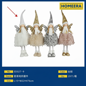 Decorazione all'ingrosso della bambola di natale in bianco L15xW22xH78cm cotone poliestere filo di plastica personalizzabile dimensioni artigianato per le vacanze - Product Image 1