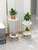 Console moderne de luxe en marbre style nordique Donna, avec rangement, pour plantes d'intérieur, multi-niveaux, pour balcon