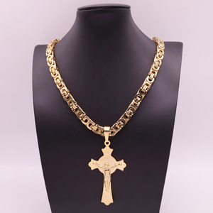 Colar pingente crucifixo São Bento, aço 316L tom ouro, venda quente, ótimo presente - Product Image 1