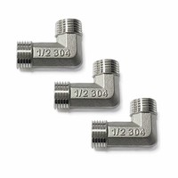 Raccords de tuyauterie en acier inoxydable 304 haute pression, coude à 90 degrés BSPP BSPT, filetage double mâle 1/2 pouce, forgé à froid, poli