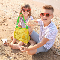 Sac de plage léger en maille avec bandoulière réglable, sac de rangement pour coquillages et jouets pour enfants, idéal pour les voyages à la plage