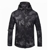 Service OEM Veste de vêtements tactiques d'extérieur hydrofuge en peau de requin Softshell Camouflage Python noir
