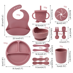 12 Pieces 1 Silicone Baby Feeding Set BPA Free Eco-Friendly Dishwasher Safe Suction Base <b>Utensils</b> for Toddlers Training Eating - Product Image 2