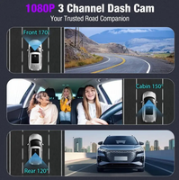 AOEDI AD-563 Caméra de tableau de bord universelle 3 canaux 4K avant et arrière Caméra de voiture WiFi 4K avec moniteur de stationnement 24H Caméra de véhicule
