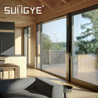 Porte d'entrée moderne SUNGYE en aluminium, à ouverture coulissante, double vitrage trempé, résistante aux impacts d'ouragan, pour maison résidentielle ou villa