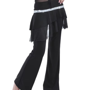 Culottes de danse orientale et de danse <span class=keywords><strong>latine</strong></span> à double usage, confortables, couleur unie, costume de pratique tendance, jupe-pantalon de danse <span class=keywords><strong>latine</strong></span> légère - Product Image 1