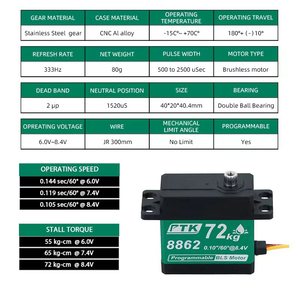 8862 PTK Servo digitale De Alto Par De 70g Caja De Cambios De <span class=keywords><strong>Ala</strong></span> Fija Para Modelos De Coches RC Engranaje De Acero Metal - Product Image 2