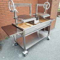 53 "nouveau Design Double système de levage bois charbon de bois en acier inoxydable BBQ Grill Santa Maria Argentine Grill avec panier à feu moyen
