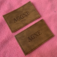 Bon marché Prix Estampage à Chaud Logo Argent PU Faux Cuir Étiquette, Logo Privé Rose Cuir Denim Jeans Étiquette