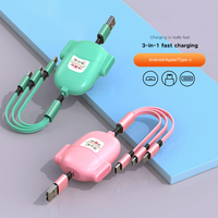 Kabel pengisi daya Multi ponsel, kabel pengisi daya Usb tipe-c dapat ditarik tiga dalam satu untuk Android IOS
