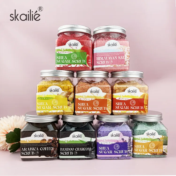 Private Label Natural Organic Exfolianting Whitening Moisturizing Whipped Fruit Scrub Set Sea Salt Sugar Body Scrub