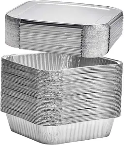 Square Disposable Aluminium Food Aluminum Foil Baking Pans Containers Tray With Lids