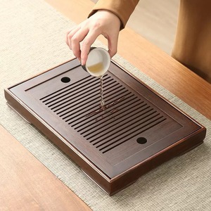 Bamboo <b>Tea</b> Tray Flat Portable Travel Kung Fu <b>Tea</b> <b>Set</b> Dry Brewing Tray For Home And Travel - Product Image 1