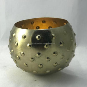 Handmade Customizable Iron Votive Holder Round Shape in Gold Finish Eco-Friendly Home Decor - Product Image 3