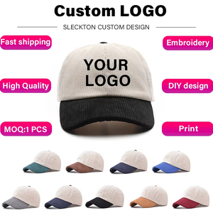 Casquette de baseball en velours côtelé tendance unisexe, texture douce, design contrasté, chapeau bob pour hommes et femmes, vente en gros - Product Image 1