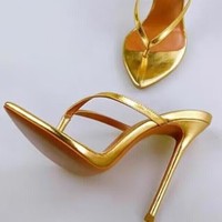 Escarpins à talons aiguilles très hauts, à bout métallique, pointu et fendu, couleur bonbon, style européen-américain, tendance printemps-été, transfrontaliers
