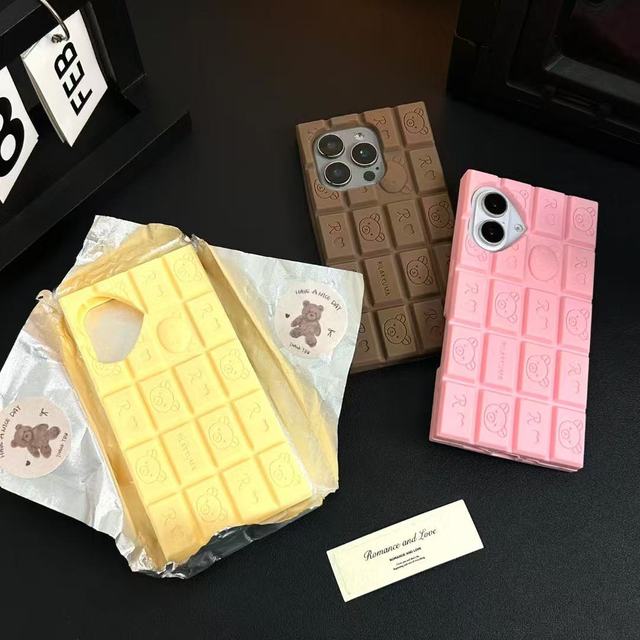 BAILI Factory New Creative Three-dimensional Silicone square Chocolate Cookie 3D Bear Mobile Phone case for Iphone XR 14 Plus 16