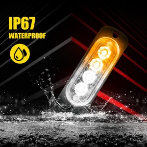 AUXITO 4PCS 4LED Feux de Grille Clignotants Stroboscopiques Blanc Ambre pour Camion 12W - Product Image 5
