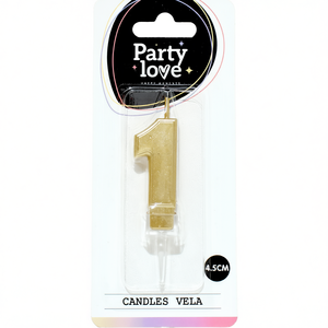 Party Love Gold Number <b>1</b> <b>Candle</b> 4.5Cm Birthday Cake Decoration - Product Image 2