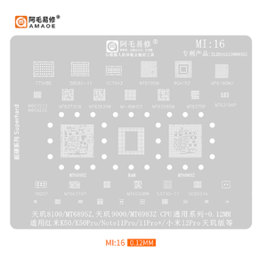 Amaoe BGA Reballing Solder Stencil Plant Tin Net para Xiaomi 10 11 12 ultra <span class=keywords><strong>Redmi</strong></span> K20 K30 Note CPU MI8 9 10 11 12 13 14 15 16 - Product Image 1
