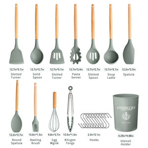 Casa y accesorios de cocina 22 Uds utensilios de cocina manijas de madera no tóxico silicona espátula conjunto - Product Image 2