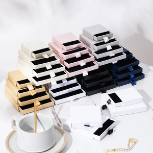 Custom Size Rigid Cardboard Jewelry and Watch Drawer Gift Box with Cotton Insert Embossed Logo - Product Image 3
