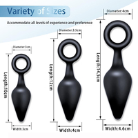 Kit d'entraînement anal en silicone 3 pièces avec anneau de traction, kit d'entraînement pour les débutants hommes femmes, masseur de prostate flexible