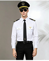Chemise Blanche d'Uniforme de Pilote de Ligne pour Hommes, Uniforme de Sécurité pour Gardien, Chemise de Travail d'Été Jusqu'à la Taille 7XL