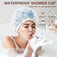 Nouveau bonnet de bain épaissi imperméable à pois, en PE, réglable et élastique, réutilisable, mignon, pour femmes et filles Y040