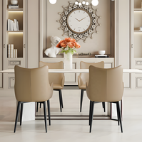 Chaise de salle à manger italienne en cuir de luxe léger, fauteuil moderne haut de gamme avec dossier rembourré