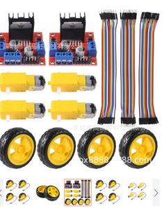 לוח בקר כונן מנוע l298n + 4 dc tt מנועים + 4 גלגלים + 3 סוגי חוטים - Product Image 3