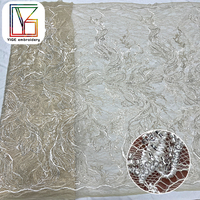 Haute qualité maille broderie avec perlé Sequin dentelle tissu luxe mariée Net perles paillettes Tulle dentelle tissu pour robe de mariée