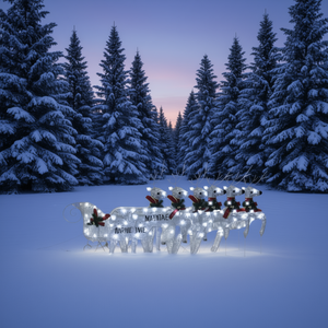 Decorazione natalizia con renne e slitta argentate, 140 LED, per esterni, stile tradizionale per la stagione festiva - Product Image 2