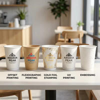Vaso de Papel Personalizado con Logotipo, Doble Pared Ondulada, para Llevar, para Té Boba, Café, con Soporte