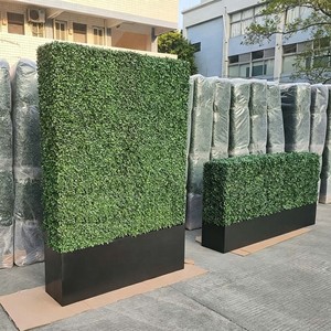 Panneau mural de haie en buis artificiel personnalisé, écologique, anti-UV, avec jardinière intégrée, pour clôture d'intimité et mur végétal - Product Image 1